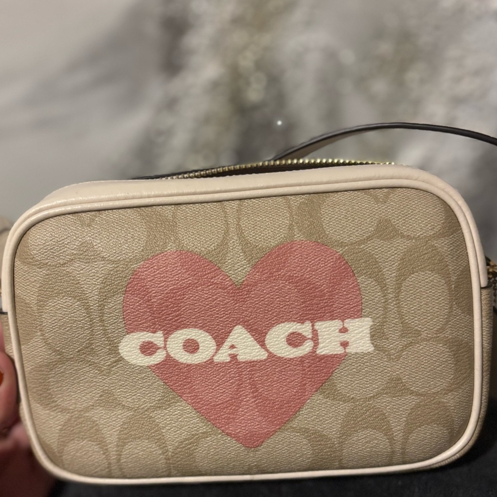 Mini Jamie Camera Bag In Signature Canvas With Heart Print